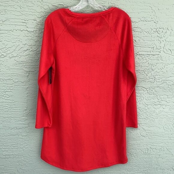 Rene Rofe Sleepwear NWT Sz M Red Fleece Nightshirt With Kangaroo Pocket - Picture 7 of 12
